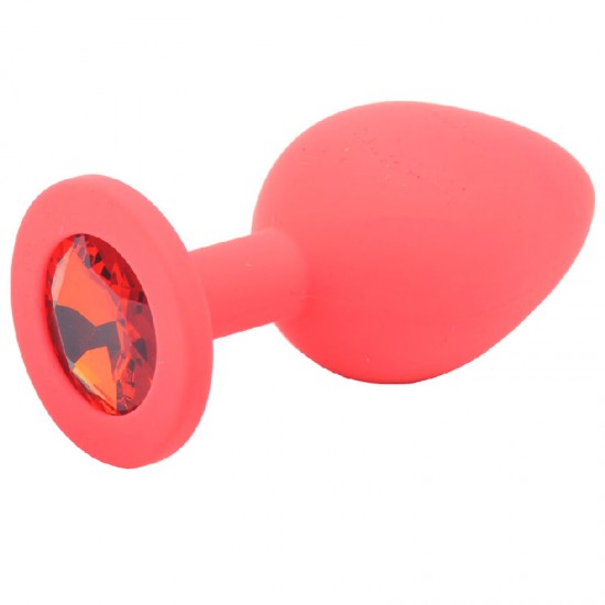 Medium Red Jewelled Silicone Butt Plug