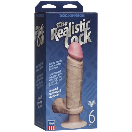 The Realistic Cock 6 Inch Vibrating Dildo Flesh Pink