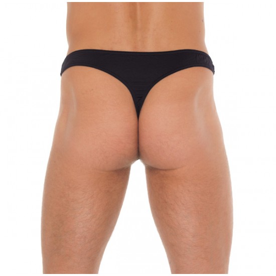 Mens Black GString With A Net Pouch