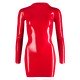 Zip Up Latex Mini Dress With Long Sleeves Red
