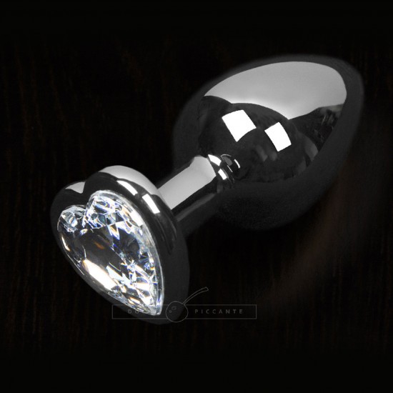 Dolce Piccante Silver Style Small Anal Plug Clear Heart Gem Dolce Piccante Silver Style Small Anal Plug Clear Heart Gem