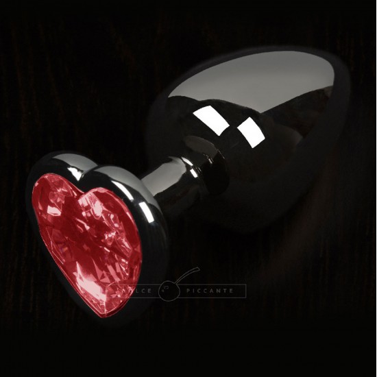 Dolce Piccante Graphite Style Small Anal Plug Red Heart Gem Dolce Piccante Graphite Style Small Anal Plug Red Heart Gem