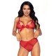 Leg Avenue Lace Bralette and Panties Red UK 6 to 12