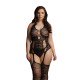 Le Desir Black Lace Suspender Bodystocking UK 14 to 20