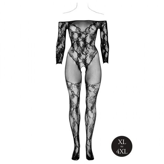 Le Desir Bodystocking With Off Shoulder Long Sleeves
