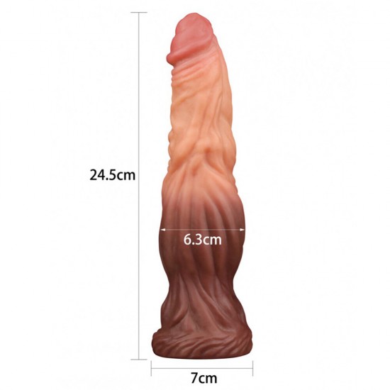 Lovetoy 9.5 Inch Dual Layered Silicone Cock Flesh Brown