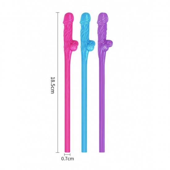 Lovetoy Pack Of 9 Willy Straws Blue Pink And Purple