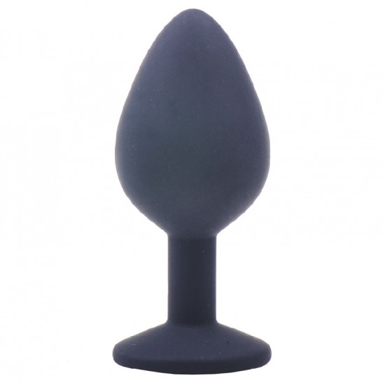 Medium Black Jewelled Silicone Butt Plug